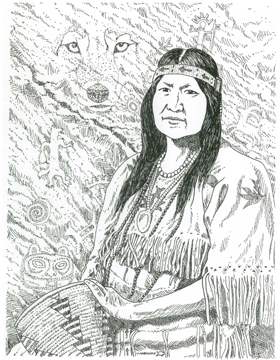 Mourning Dove. Artwork by Smoker Marchand, Colville Tribal Member